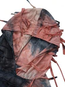 EgrlEra Tie Dye Ripped Drawstring Hoodie - Multicolor - View 4