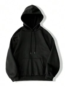 SHEIN Unity Bear And Slogan Graphic Drawstring Thermal Lined Hoodie - Black - View 2