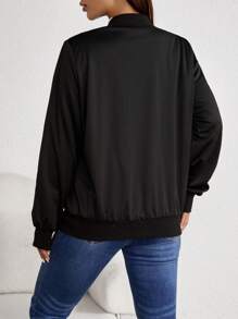 SHEIN Maternity Antler Print Zip Up Bomber Jacket - Black - View 2