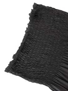 Plus Size Pleated Tube Dress 2025 | Strapless Bandeau Bodycon Midi Dress - Solid Color Shirred Stretchy Ruched Detail (1XL-5XL) Y2K Minimalist Slip Dress - Black - View 6