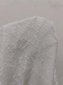 Allurite Square Neck Lace Panel Crop Tee - White - View 7