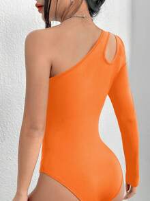 SHEIN BAE 單肩鏤空連身背心 - 橘色 - 查看 2