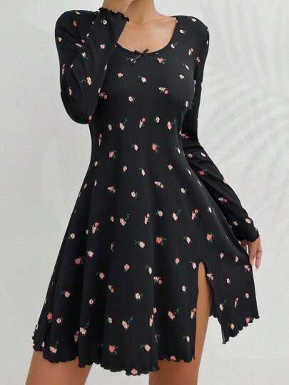 CottageSlumber 印花开衩下摆睡裙，完美展现夏季繁花盛景，秋冬季舒适优雅。