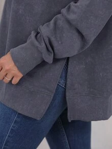 Felpa oversized con grafica lettera spalle cadenti