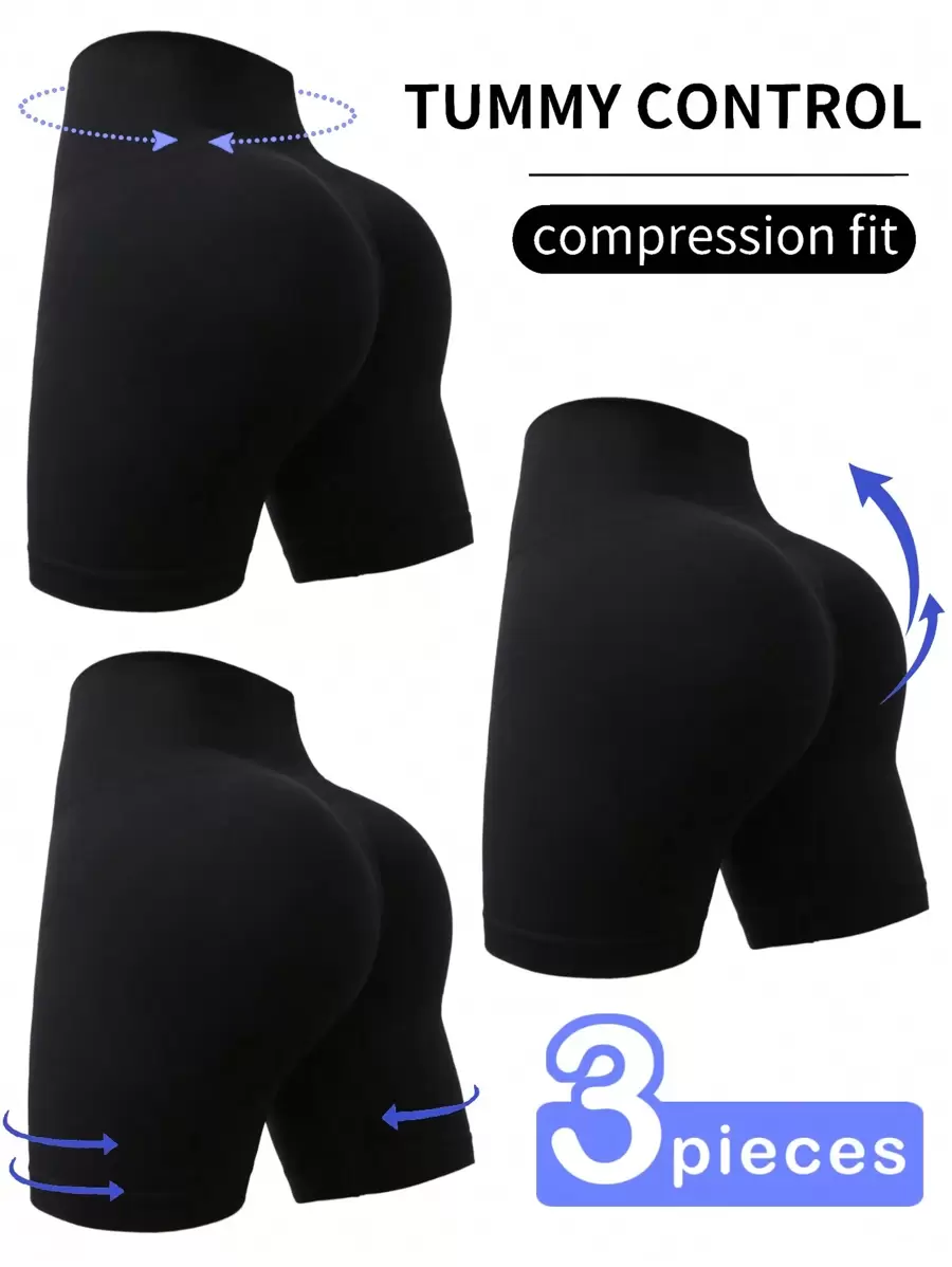 Velisys Velisys Pantalones Cortos Deportivos Suaves Sin Costuras Con Soporte Para El Abdomen Y Levantamiento De Glúteos, Shorts De Jersey - Negro - Ver 1