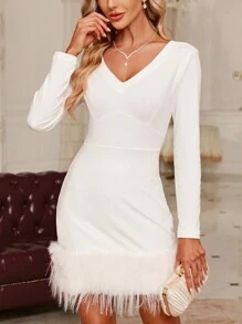 SHEIN Clasi Fuzzy Hem Bodycon Dress