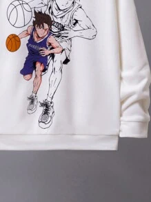 SHEIN 青少年男孩卡通图案卫衣 - 白色 - 查看 5