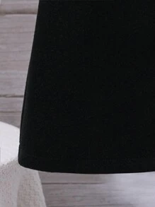 SHEIN Tween Girl Flap Pocket Jacket & Button Front Skirt - Black and White - View 3