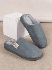 Men's Slippers New Warm Slippers Soft-Soled Korean-Style Simple Home Slippers Autumn And Winter Slippers - Grey - View 4