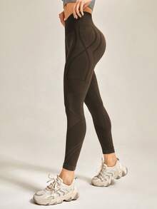Easithlete 4pcs Wide Waistband Sports Leggings - Multicolor - View 5