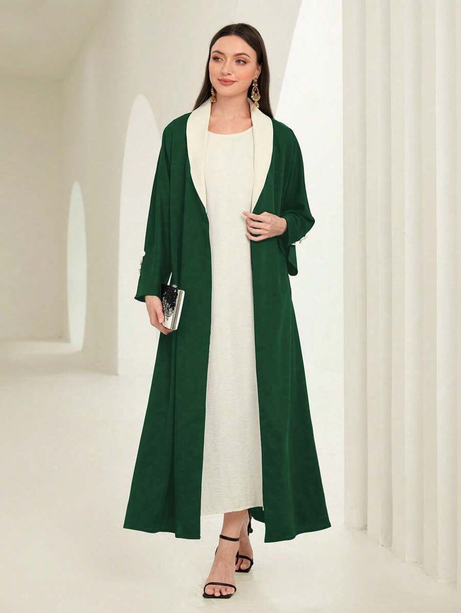Al Najma 披肩領長袍 - 墨綠色 - 查看 1