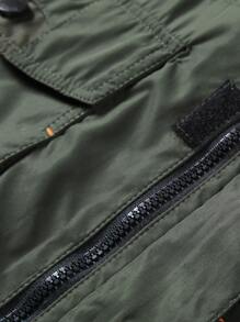 Manfinity LEGND Men Letter Graphic Teddy Lined Drawstring Hooded Coat - Army Green - View 3