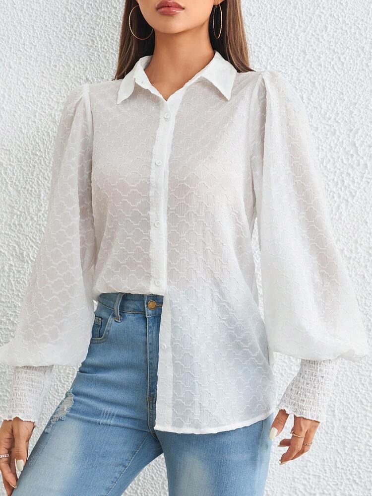 Solid Button Front Shirt