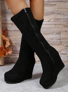 Women's Wedge Boots - Black - View 3