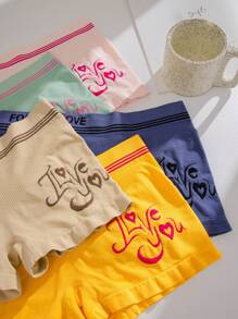 Women 5pcs Letter Graphic Boxer Brief - Multicolor - View 3
