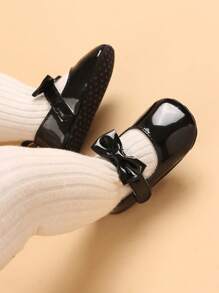 Baby Girl Bow Decor Flats - Black - View 3