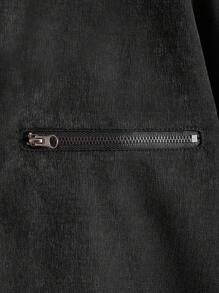 Manfinity Homme Loose-Fit Men's Zip-Up Drop Shoulder Jacket With Pockets (No Hood) - Black - View 4