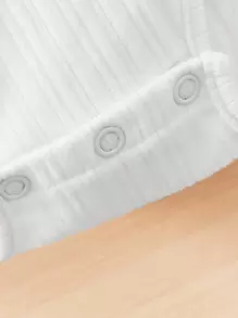 SHEIN Baby Girl 3pcs Mock Neck Ribbed Knit Bodysuit - Black and White - View 4