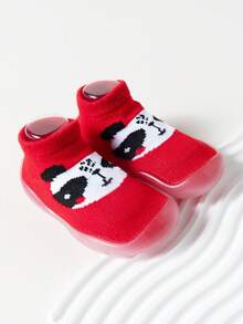 輕便的嬰幼兒運動鞋,防踢、防滑袜子鞋,卡通熊貓設計,適合初學走路的孩童 - 紅色 - 查看 3