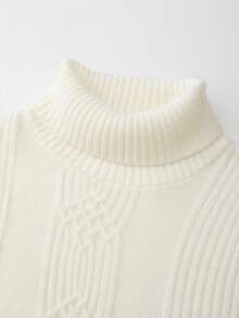 Manfinity Homme Nam Áo cao cổ Đồ đan Ribbed Áo len - trắng - Xem 5