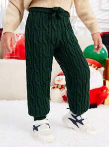 SHEIN Young Boy Knot Front Cable Knit Sweater Pants