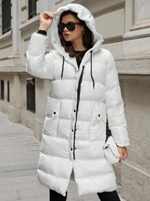 EURMUSE Drawstring Hooded Puffer Coat
