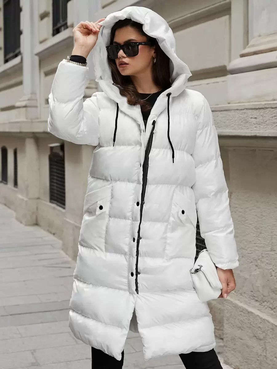 EURMUSE Drawstring Hooded Puffer Coat