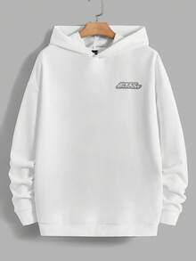 Manfinity RebelGame Loose Men's Car & Letter Graphic Drop Shoulder Hoodie - White - View 2