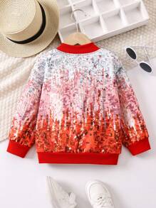 SHEIN Young Girl Sequin Effect Bomber Jacket - Multicolor - View 2