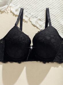 Talla grande Sujetador con encaje con aro - Negro - Ver 4