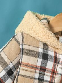 Baby Boy Plaid Print Hooded Teddy Coat - Multicolor - View 5