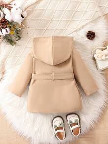 男嬰插肩袖束帶連帽風衣 - 卡其色 - 查看 2