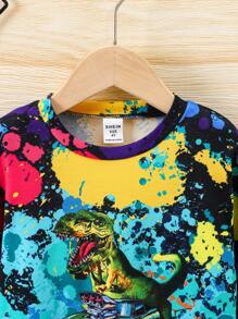 Young Boy Car and Dinosaur Print Tee - Multicolor - View 3