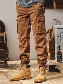 Manfinity EMRG Men Flap Pocket Side Cargo Pants - Orange - View 1