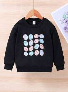 SHEIN Young Girl Cartoon Graphic Thermal Lined Sweatshirt - Black - View 1
