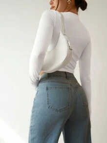 SHEIN Essnce Slogan Graphic Crop Tee WORLD'S CRAZY THE STREETS - White - View 2