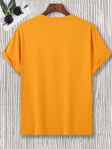 Manfinity Homme Men Plus Slogan Graphic Tee - Orange - View 2