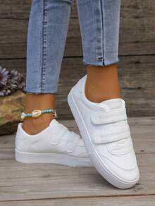 女士經典純色百搭舒適休閒運動鞋 - 黑與白 - 查看 2