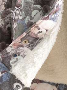 男孩小熊印花毛絨內襯連帽夾克 - 彩色 - 查看 5