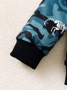 Young Boy Camo Print Raglan Sleeve Hoodie & Sweatpants - Black - View 3