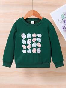 SHEIN Young Girl Cartoon Graphic Sweatshirt - Dark Green - View 3