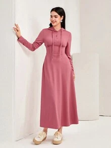 Mulvari Abito trapezio monocolore con coulisse con cappuccio