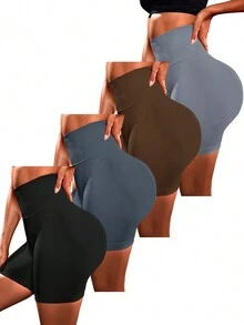 Easithlete 4入組寬腰腰運動短褲 - 彩色 - 查看 2