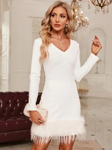 SHEIN Clasi Fuzzy Hem Bodycon Dress