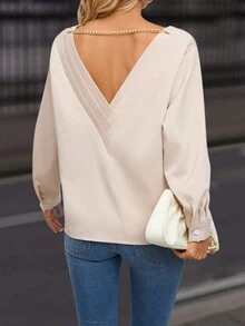 Solid V Neck Blouse
