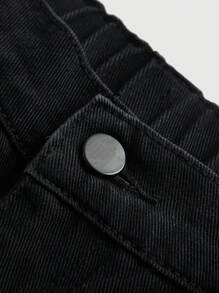 ROMWE Academia Plus Skull & Letter Graphic Ripped Wide Leg Boyfriend Jeans, School - Black - View 3