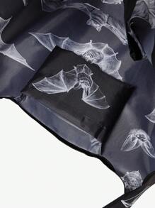 ROMWE Goth 大碼購物袋滿版蝙蝠圖案適用於購物 - 黑與白 - 查看 6