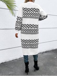 SHEIN Essnce 几何图案落肩开衫 - 彩色 - 查看 2