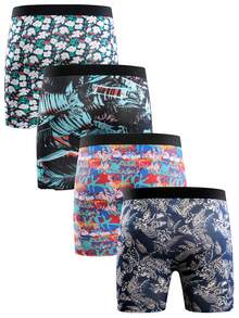 Men 4pcs Allover Print Boxer Brief - Multicolor - View 2