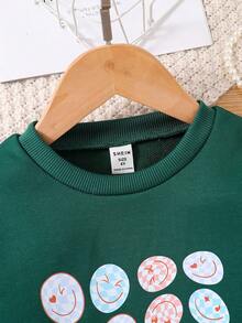 SHEIN Young Girl Cartoon Graphic Sweatshirt - Dark Green - View 5